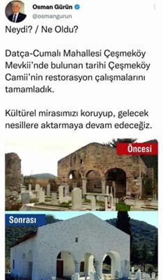 2 asırlık camide tepki çeken restorasyon...