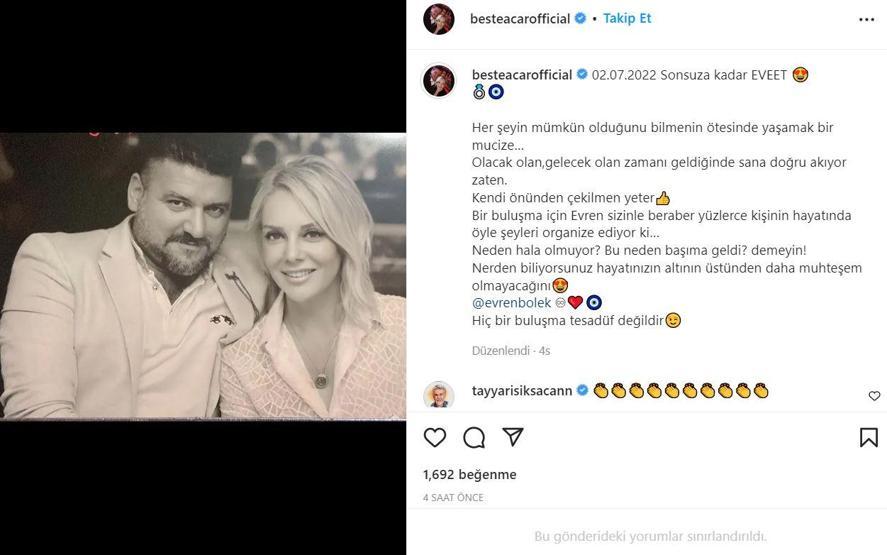 Beste Açar 3 aylık sevgilisi Evren Bölek ile nikah masasına oturdu