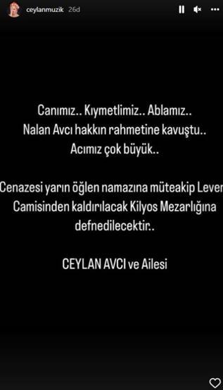 Ceylan Avcının acı günü