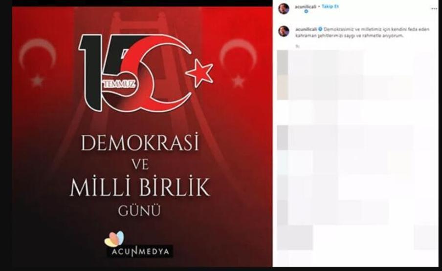 Ünlülerden 15 Temmuz paylaşımı