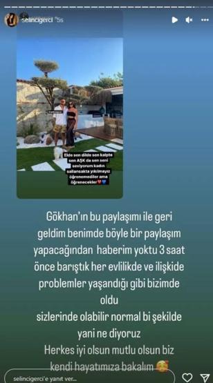 Gökhan Çıradan Selin Ciğerci paylaşımı: Sallansak da yıkılmayız