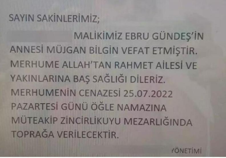 Ebru Gündeşin acı günü