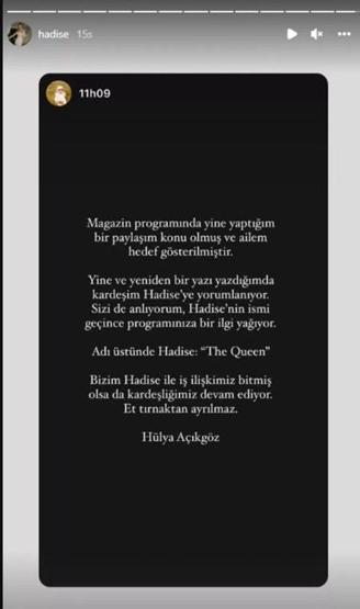 Hadise ile ablası Hülya Açıkgöz arasındaki buzlar eridi