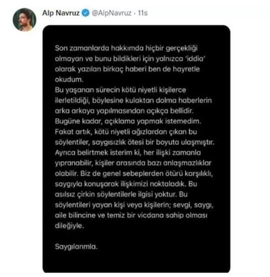 Ayça Ayşin Turan ile ayrılan Alp Navruzdan ihanet açıklaması