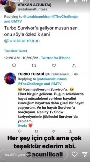 Turabiden dikkat çeken Survivor açıklaması
