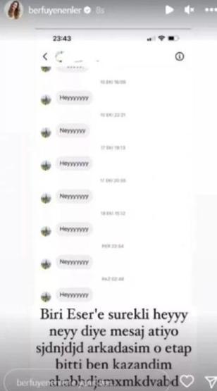Berfu Yenenler kocası Eser Yenenlere gelen mesajı ifşa etti