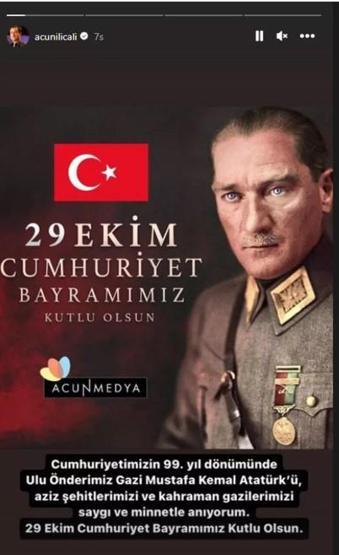 Ünlülerden 29 Ekim Cumhuriyet Bayramı paylaşımları
