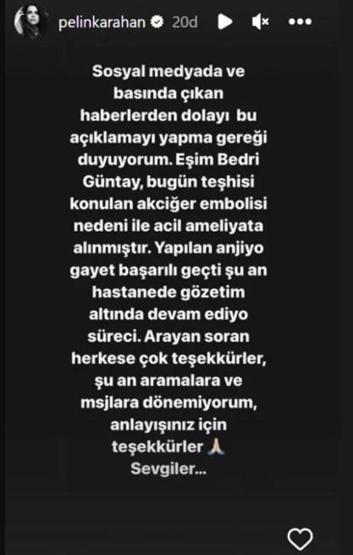 Pelin Karahan’a büyük şok Eşi apar topar ameliyata alındı