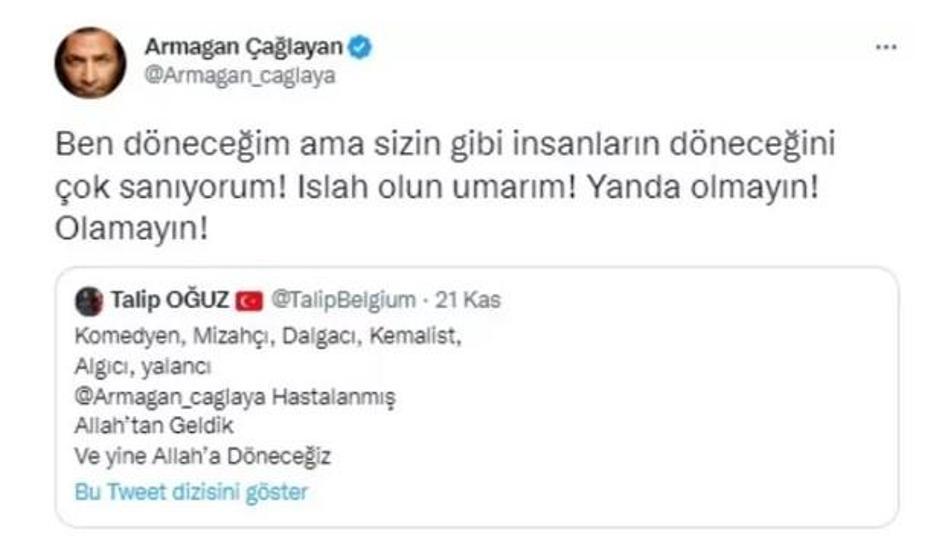Armağan Çağlayan kendisine gelen çirkin yoruma dayanamadı