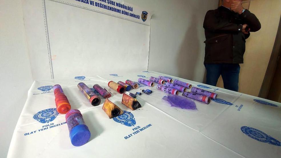Göztepeli taraftarı ağır yaralayan işaret fişeği, emniyette sergilendi