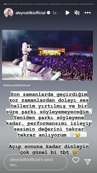 Aleyna Tilkiden dikkat çeken açıklama: Bir süre şarkı söyleyemeyeceğim