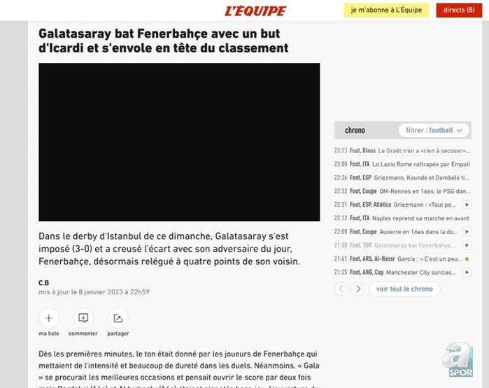 Dış basında Fenerbahçe-Galatasaray manşetleri