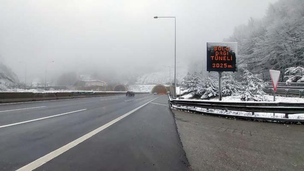 Bolu Dağı geçişinde kar, ulaşımı etkilemedi