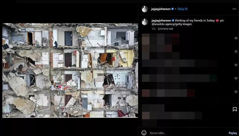 Dünya yıldızlarından Türkiye’ye taziye ve destek mesajları yağdı