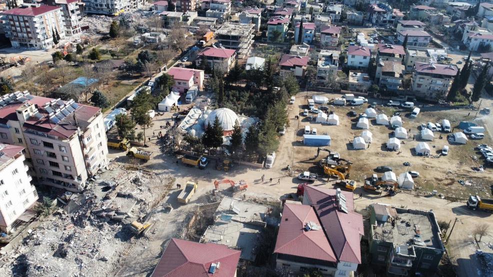 İslahiye’deki depremin izleri havadan görüntülendi