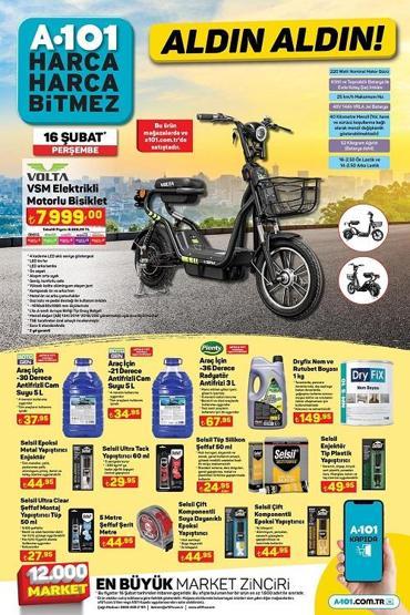 A101 aktüel ürünler kataloğu 16 Şubat 2023... Koltuk takımı, elektrikli motorlu bisiklet fiyatı