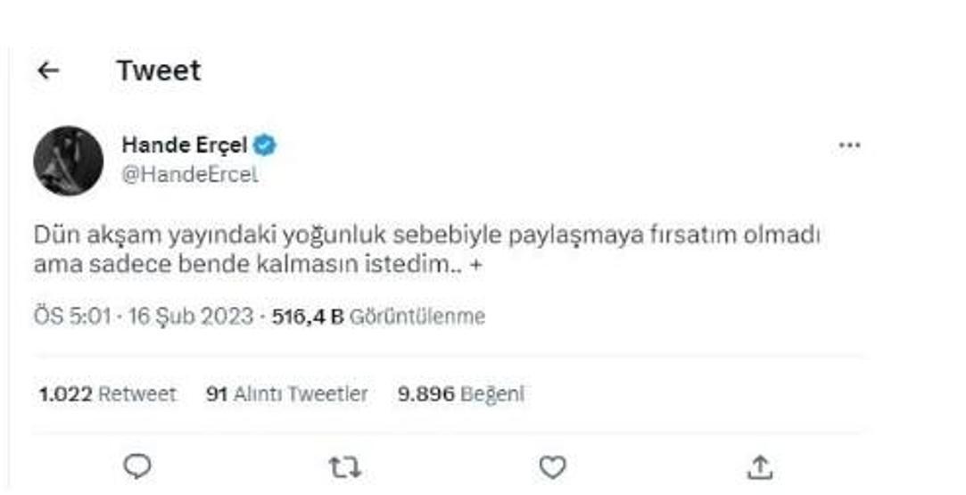 Hande Erçel mesajıyla herkesi duygulandırdı