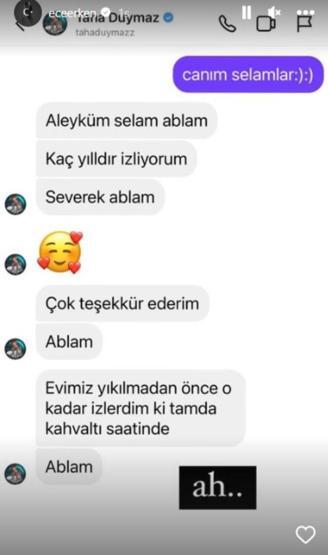 Ece Erken Taha Duymazla yazışmalarını paylaştı Yürek burkan detay