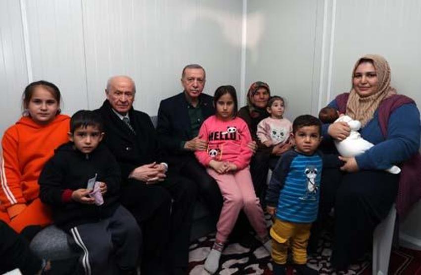 Cumhurbaşkanı Erdoğan ve MHP lideri Bahçeli, konteyner kenti ziyaret etti
