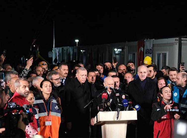 Cumhurbaşkanı Erdoğan ve MHP lideri Bahçeli, konteyner kenti ziyaret etti