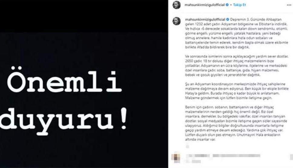 Mahsun Kırmızıgül yardım çağrısında bulundu