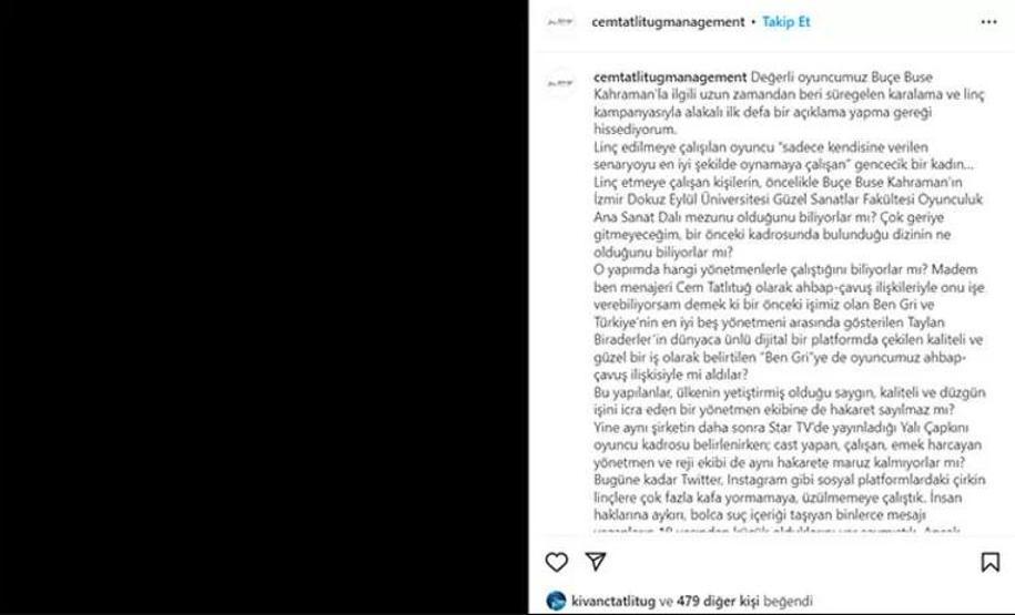 Buçe Buse Kahramanın menajerinden açıklama