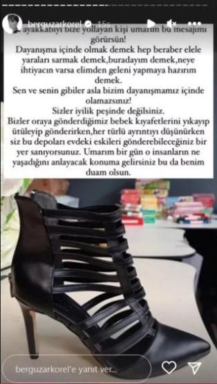 Bergüzar Korel yardım kolisinden çıkanı görünce isyan etti