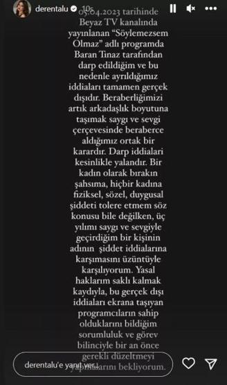Deren Talu şiddet iddialarına böyle yanıt verdi