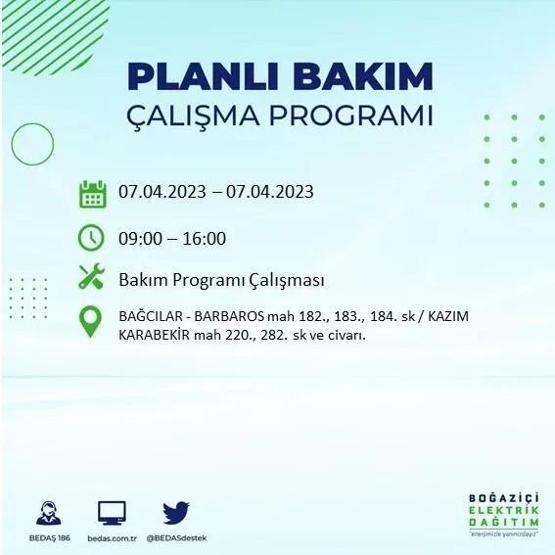 İstanbulda elektrikler ne zaman gelecek 7 Nisan elektrik kesintisi (BEDAŞ) listesi