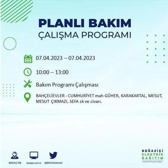İstanbulda elektrikler ne zaman gelecek 7 Nisan elektrik kesintisi (BEDAŞ) listesi