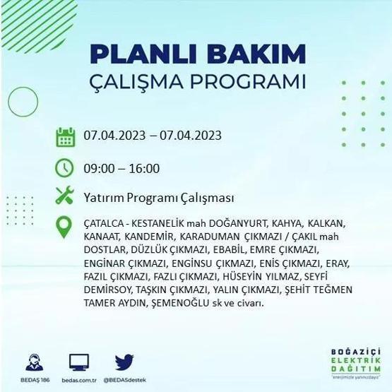 İstanbulda elektrikler ne zaman gelecek 7 Nisan elektrik kesintisi (BEDAŞ) listesi