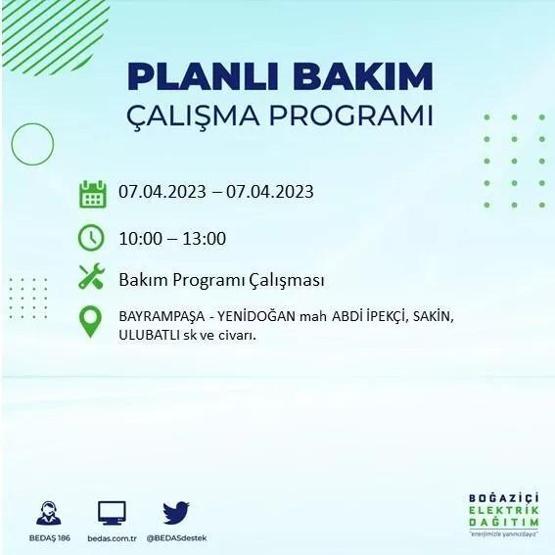 İstanbulda elektrikler ne zaman gelecek 7 Nisan elektrik kesintisi (BEDAŞ) listesi