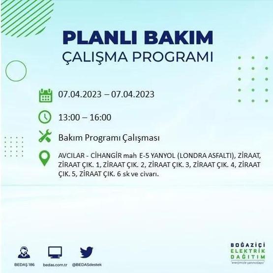İstanbulda elektrikler ne zaman gelecek 7 Nisan elektrik kesintisi (BEDAŞ) listesi