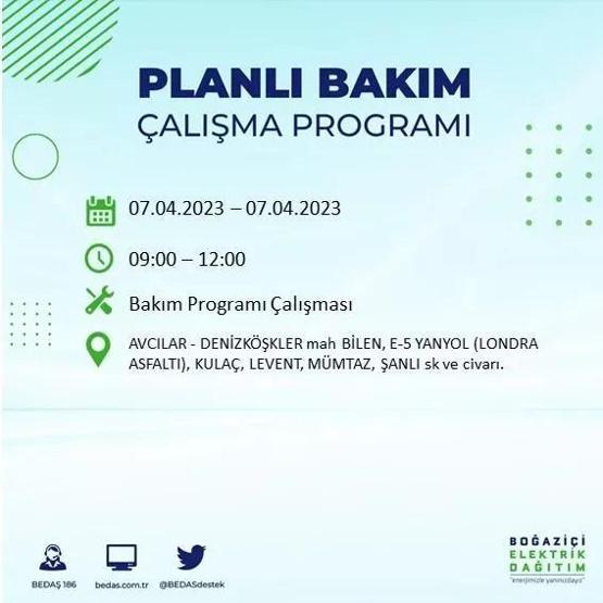 İstanbulda elektrikler ne zaman gelecek 7 Nisan elektrik kesintisi (BEDAŞ) listesi