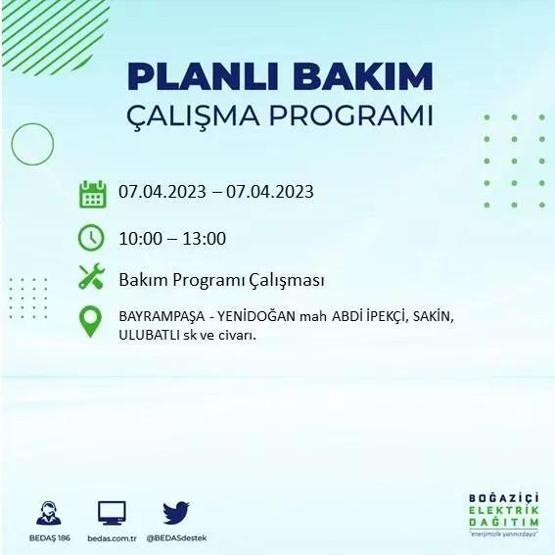 İstanbulda elektrikler ne zaman gelecek 7 Nisan elektrik kesintisi (BEDAŞ) listesi