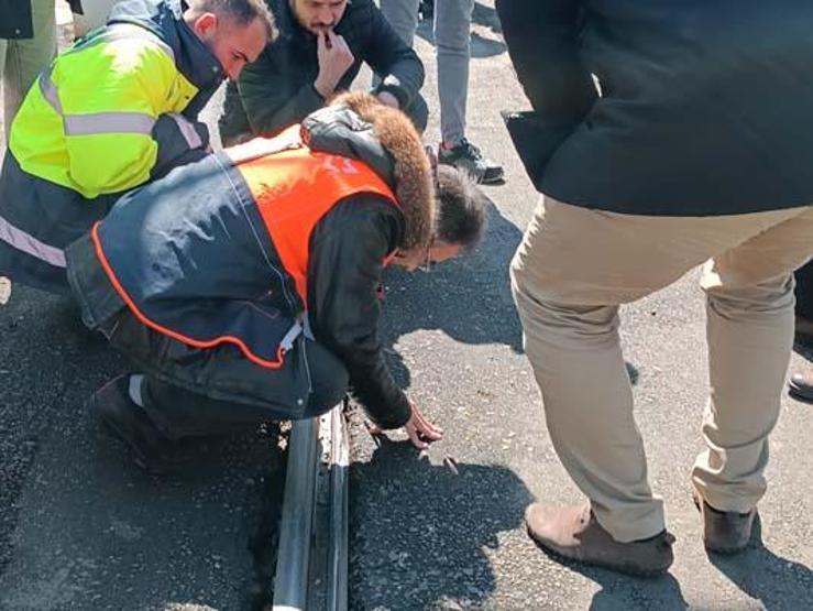 Güngörende tramvay raydan çıktı