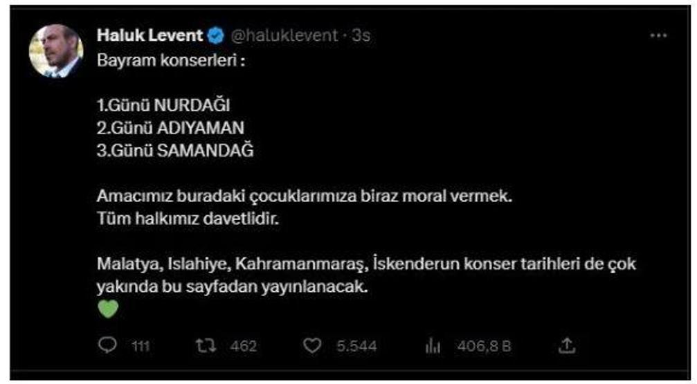 Haluk Levent duyurdu: Bayramda deprem bölgesinde konser verecek