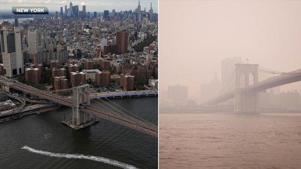 Duman altında kalan New Yorkun öncesi ve sonrası