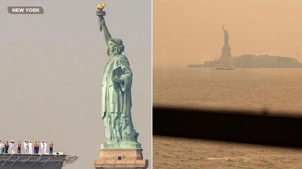 Duman altında kalan New Yorkun öncesi ve sonrası