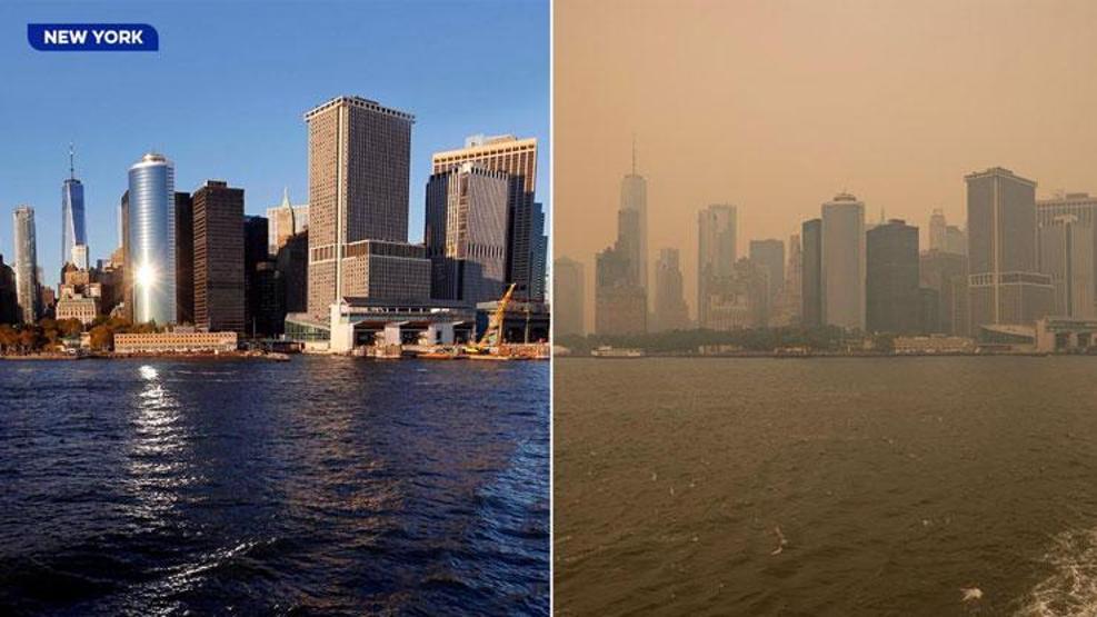 Duman altında kalan New Yorkun öncesi ve sonrası