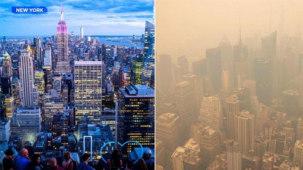 Duman altında kalan New Yorkun öncesi ve sonrası
