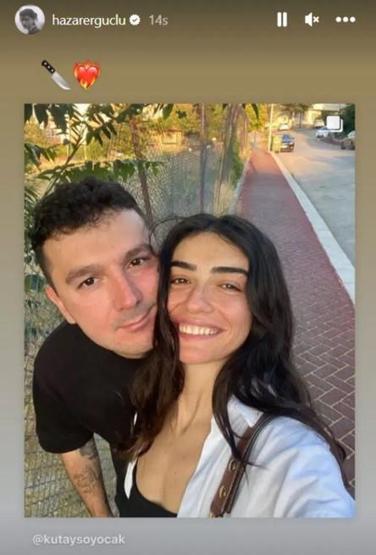 Hazar Ergüçlü ile Kutay Soyocaktan mutluluk pozu