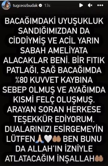 Sevenlerinden dua istemişti Tuğçe Özbudak hastane yatağından paylaştı