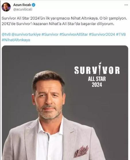 Acun Ilıcalı Survivor All Star 2024te yarışacak ilk ismi duyurdu