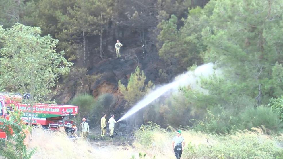 Sarıyerde ormanlık alandaki yangın helikopterle söndürüldü