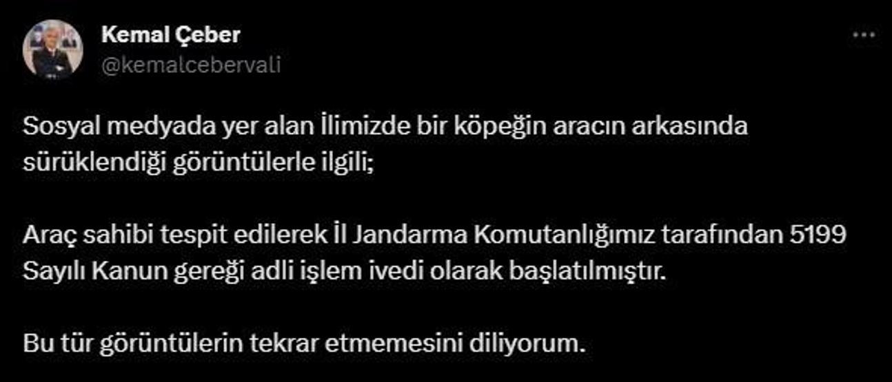 Tepki çeken görüntüler Köpeği araca bağlayıp metrelerce sürükledi