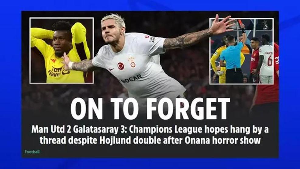 Galatasarayın Manchester United zaferi İngiliz basınında