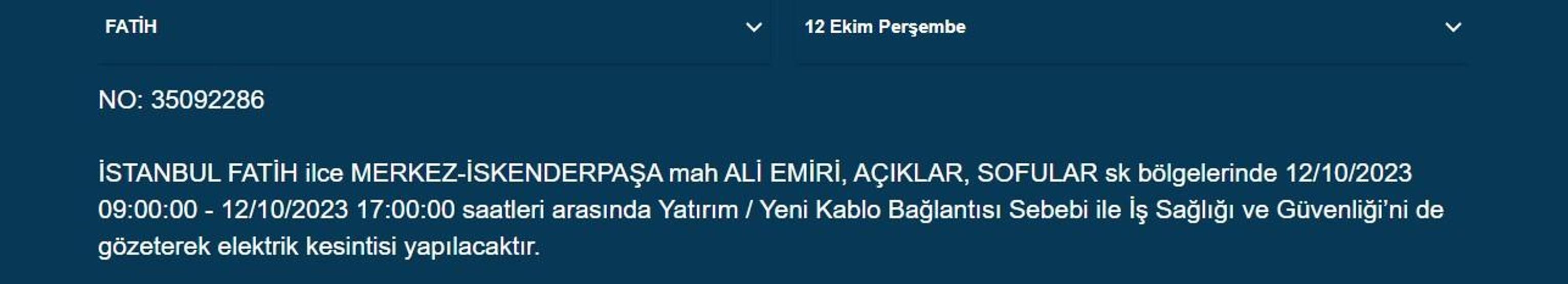 12 Ekim elektrik kesintisi listesi BEDAŞ-AYEDAŞ İstanbulda elektrikler ne zaman gelecek