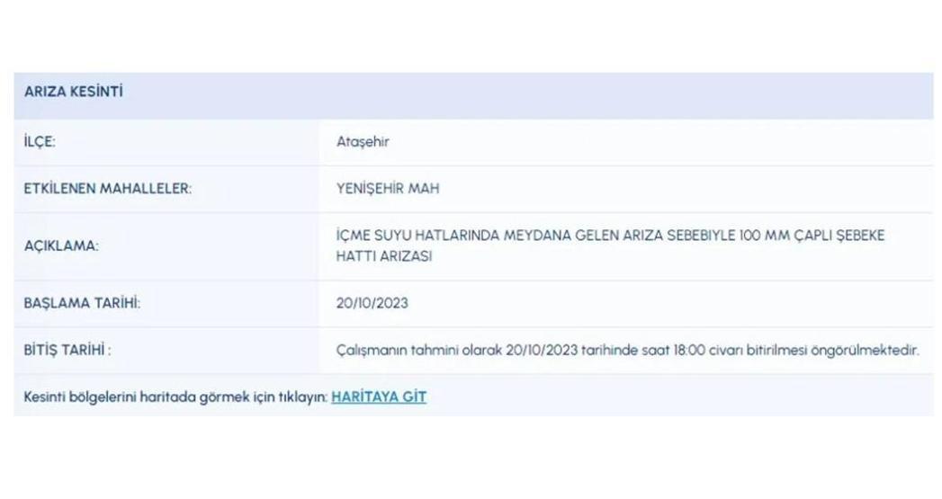 İstanbulda sular ne zaman gelecek 20 Ekim İSKİ su kesintisi listesi