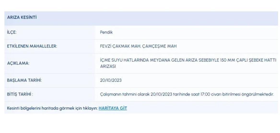 İstanbulda sular ne zaman gelecek 20 Ekim İSKİ su kesintisi listesi